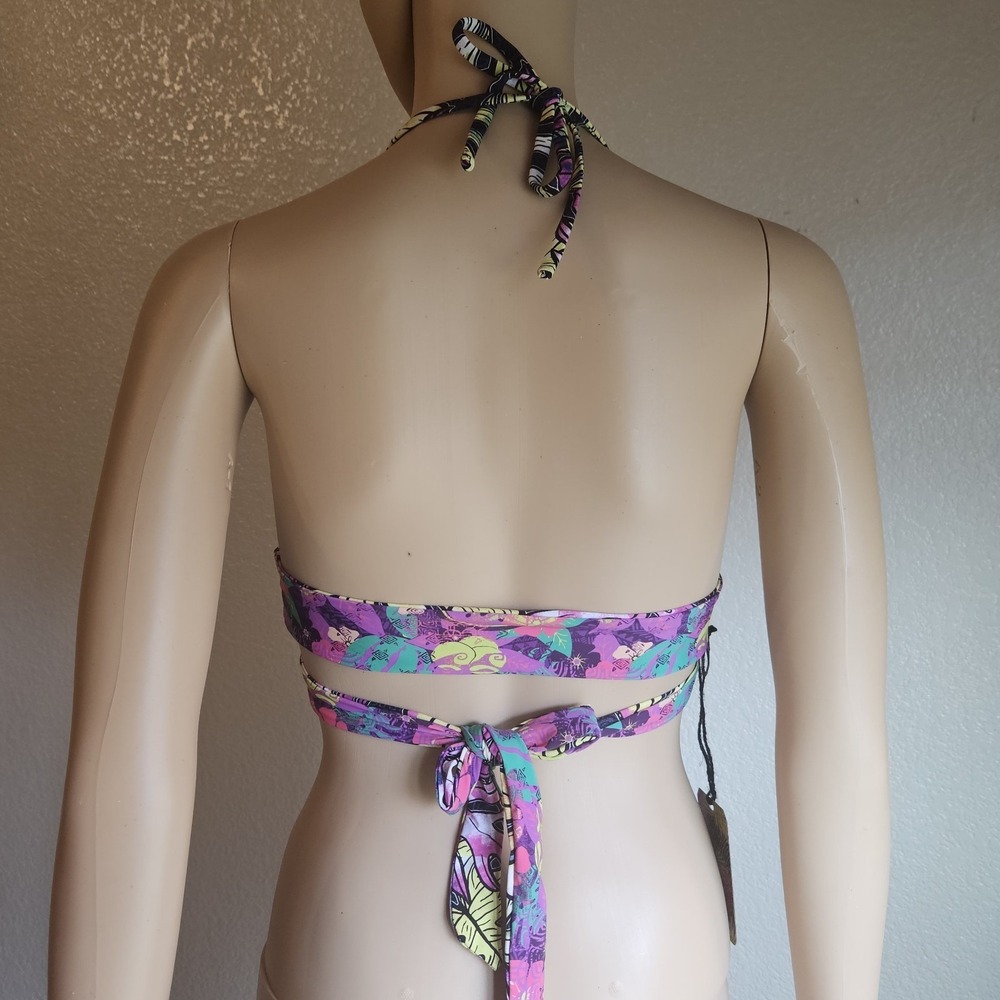 Tropical Reversible Swimsuit Bikini Top Wrap Around Tie Taravana Sz M - Picture 8 of 16